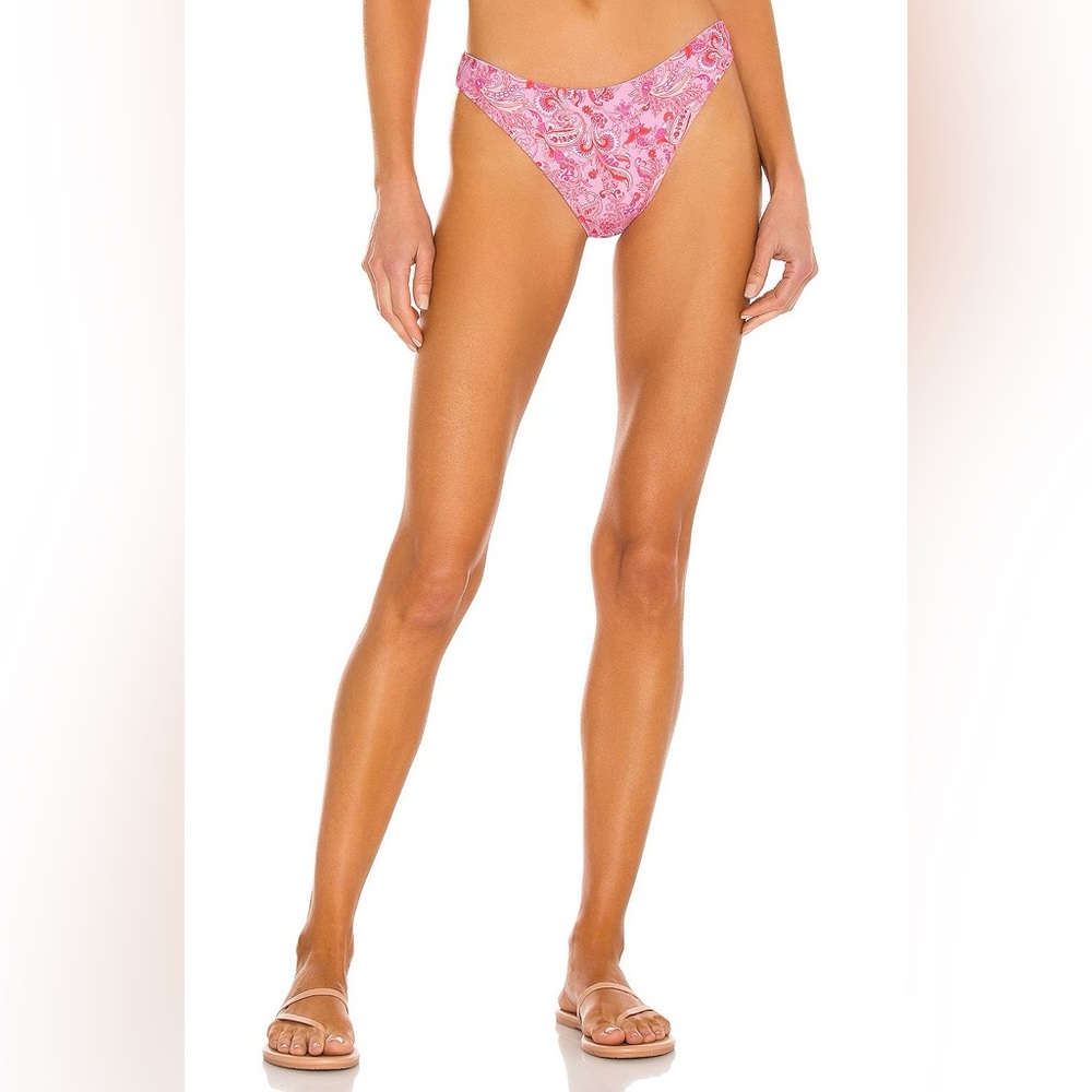 Revolve x VDM The Label Belinda Reversible Bikini Bottom Pink Stripe S - Picture 1 of 11